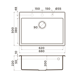 Мойка кухонная Omoikiri Tedori-68-BE ваниль